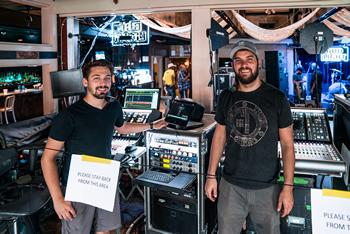 Ian Zorbaugh (FOH) and Dean Studebaker (Monitors).