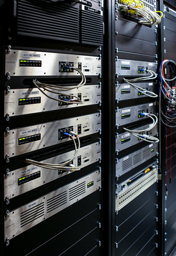 The System T Tempest Engine and Network I/O in the machine room at The Hospital Club Studios